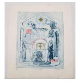 Artist Proof Hand Colored Etching Persian Temple S