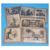 7 Illustrations Etchings Political Cartoon Man Ove