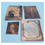 4 Antique Photographs Tintype Photos Daguerreotype
