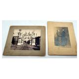 2 Antique Photos Harrisburg PA Street Scene Men in