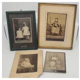 4 Antique Photos Children late 1800s