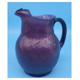 Amethyst Glass Water Pitcher w Swirl Pattern