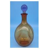 Amber Art Glass Pinch Bottle