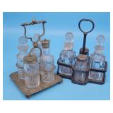 Antique Cruet Sets w Crystal Bottles