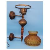 Electric Wall Sconce Lamp Quilted Diamond Amber Gl