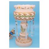 Bohemian Glass Mantle Lustre Electric Lamp Prisms