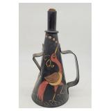 Tole Decorated Oil Lamp Tin Toleware Bird Folkart