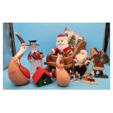 Christmas Lot - Wooden Sleigh, Lemax Figures, Sant