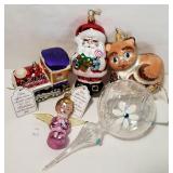 Laved Italian Glass Ornaments - Cat, Train, Angel,