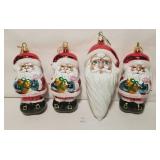 (4) Laved Italian Glass Ornaments - Santa Claus 5.