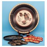 Tin Toleware Serving Trays & Coasters PA Dutch Flo