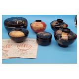 Lot of Japanese Laquerware Bowls & Jars, Coasters