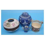 Limoges Hair Receive Roses, Blue & White Porcelain