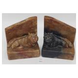 Carved Stone Bookends w African Animals