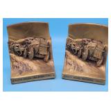 Wells Fargo Overland Stage Coach Brass Bookends