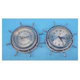 Yachtmaster Ships Wheel Clock & Barometer Set Chro