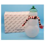 Princess House Frosted Crystal Snowman Jar Set
