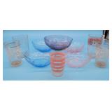 5 Morgantown Crinkle Glass Bowls Blue Amethyst Pin