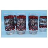 Set of 7 Coca Cola Drinking Glasses Red Black