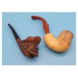 Meerschaum Pipe & Carved Captains Head Tobacco Pip