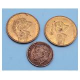 2 Peep Show Tokens Nude Coin 1965 Roosevelt Dime