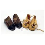 Oil Cloth Doll Shoes Yellow French Pair & Two Tone