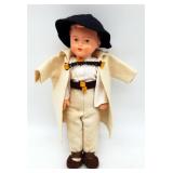 Vintage Plastic Ethnic Doll w Molded Hair Felt Cap