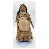 Antique Cloth Doll w Braids & Apron