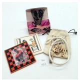 Doll House Miniature Clothes Line, Checkers Set &