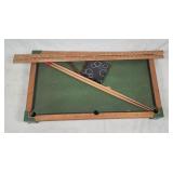 Vintage Wooden Table Top Pool Table & Advertising