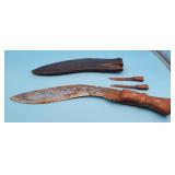 Wooden Handled Machete with Leather Sheath