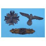 3 Pc Swastika Eagle Oak Leaf German Pin Iron Cross