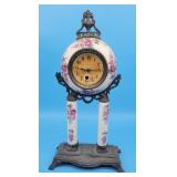 Antique Porcelain Portal Column Clock Ornate Mount