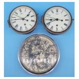 3 Antique Clocks Faces Parts