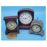 3 Antique Clocks Wood Case Dresden France Cast Met
