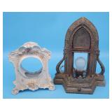 Art Deco Cathedral Clock Lamp, Porcelain Clock Cas