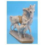 Parian Ware Figurine Lady with Horse & Dog