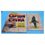 Watercolor & Ink Signed Padin & 1949 Captain China