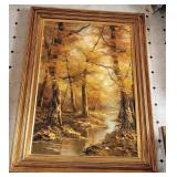 Oil on Canvas Painting Landscape Autumn Wooded Str