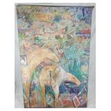 Oil On Canvas Abstract Animal Art Unsigned