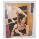 Oil On Canvas Woman In Black Dress Art