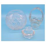 Crystal Rose Bowl Ball Vase, Art Vannes Apple Asht