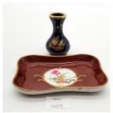 Hand Painted French Porcelain Tray, Limoges Mini V