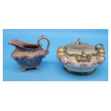 Hand Painted Nippon Bowl Gold Moriage Beading Blue