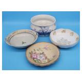 Grindly Harley Blue White Transferware & Floral Po