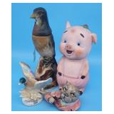 Piggy Bank, China Mallard TV Lamp, Smoking Dog Fig