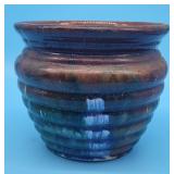 Brown & Green Majolica Glazed Art Pottery Planter