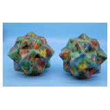 2 End of Day Czechoslovakian Art Deco Geometric Gl