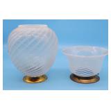 2 White Opalescent Swirl Glass Lamp Shades