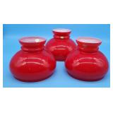 3 Vianne Glass Student Lamp Shades Red Cased w/ Wh